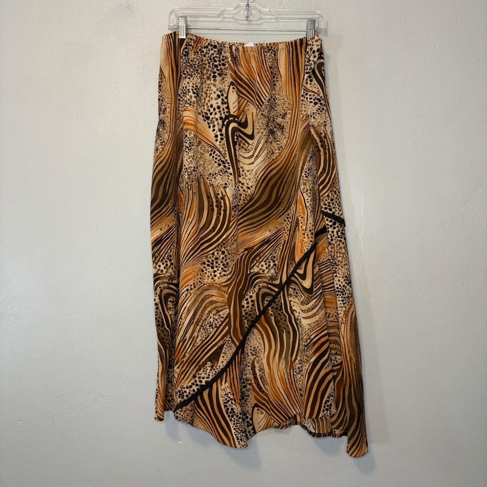 Giorgio Fiorlini Plus Animal Print Maxi Skirt Brown Tan Abstract Size 18/20